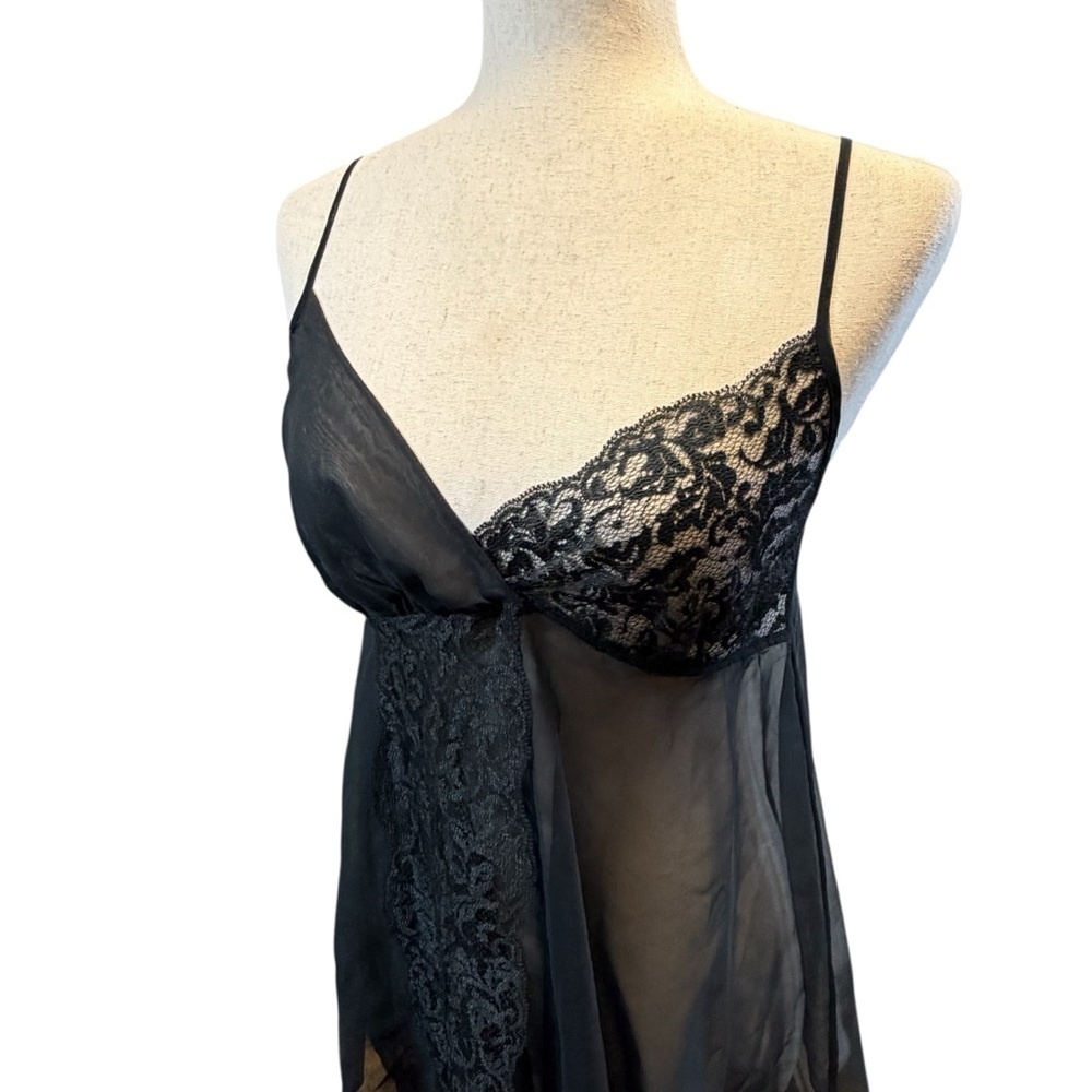 Vintage Victoria's Secret Sheer Black Mini Babydoll Size P XS #2070 - Picture 2 of 4